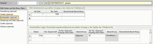 Wertspalten wählen