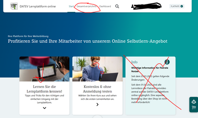 Startseite nach dem Anmelden