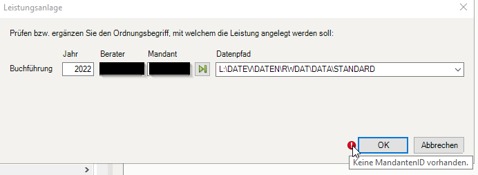 Keine MandantenID vorhanden