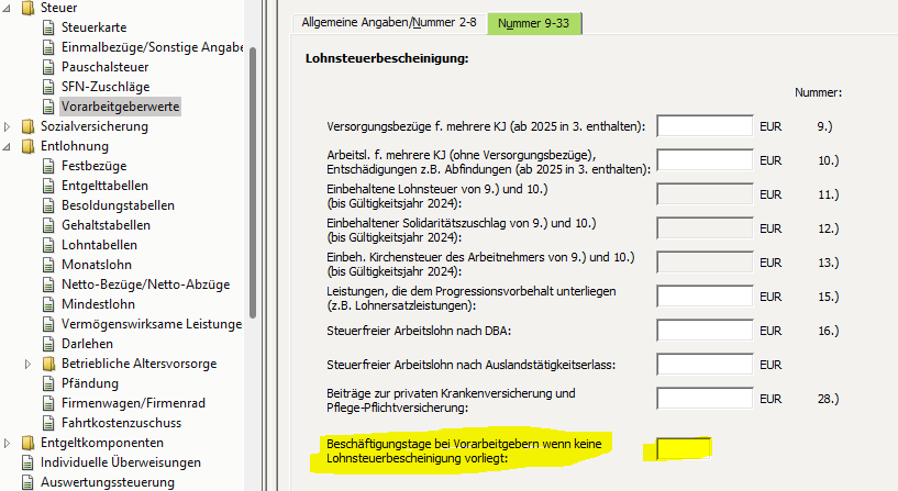 Vorarbeitgeberwerte Steuer
